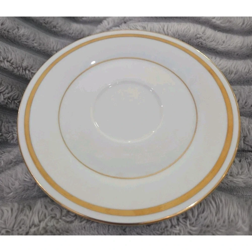 D'OR 011 Porcelain (Set of 4) 6 2/16 in. Plates White Gold China Glossy Printed